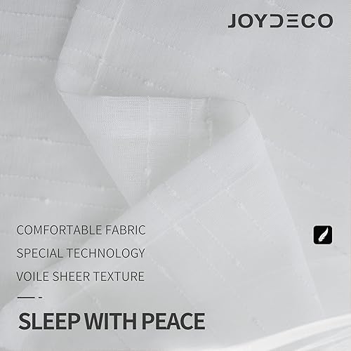Miniatura 2 de Joydeco Juego de 2 paneles de cortinas traslúcidas blancas de 72 pulgadas de largo, cortinas semitransparentes con bolsillo para barra para