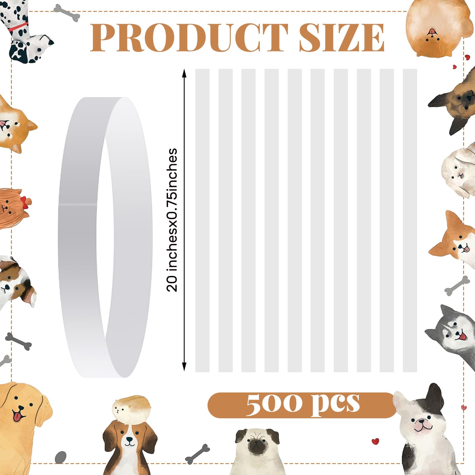 500 collares de perro de 20 pulgadas, impermeables, con papel resistente al desgarro, collares de identificación de cachorros, collares adhesivos de identificación de mascotas para perros
