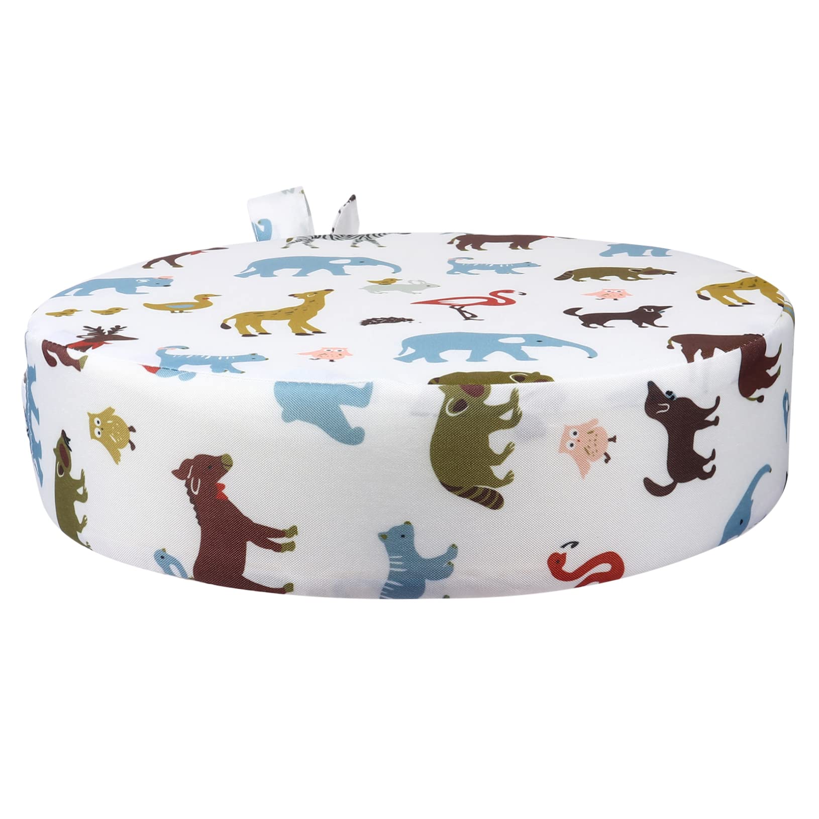 Cuscino Rialzo Sedia per Bambini in Cotone Beige, Imbottitura Comoda Fondo Antiscivolo per Seggiolone da Pranzo Rotondo Adatto a Dining Chair