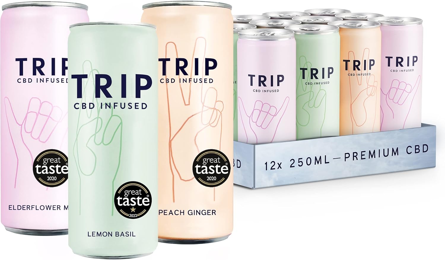 TRIP CBD Infused Fizzy Drinks (15 mg): Mixed Pack (Pack of 12 x 250 ml