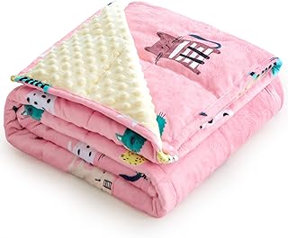 Coolplus Kids Weighted Blanket 5 Pounds, Soft Cozy Minky Dot Heavy Blanket with Cartoon Pattern Fleece for Toddler Childre...