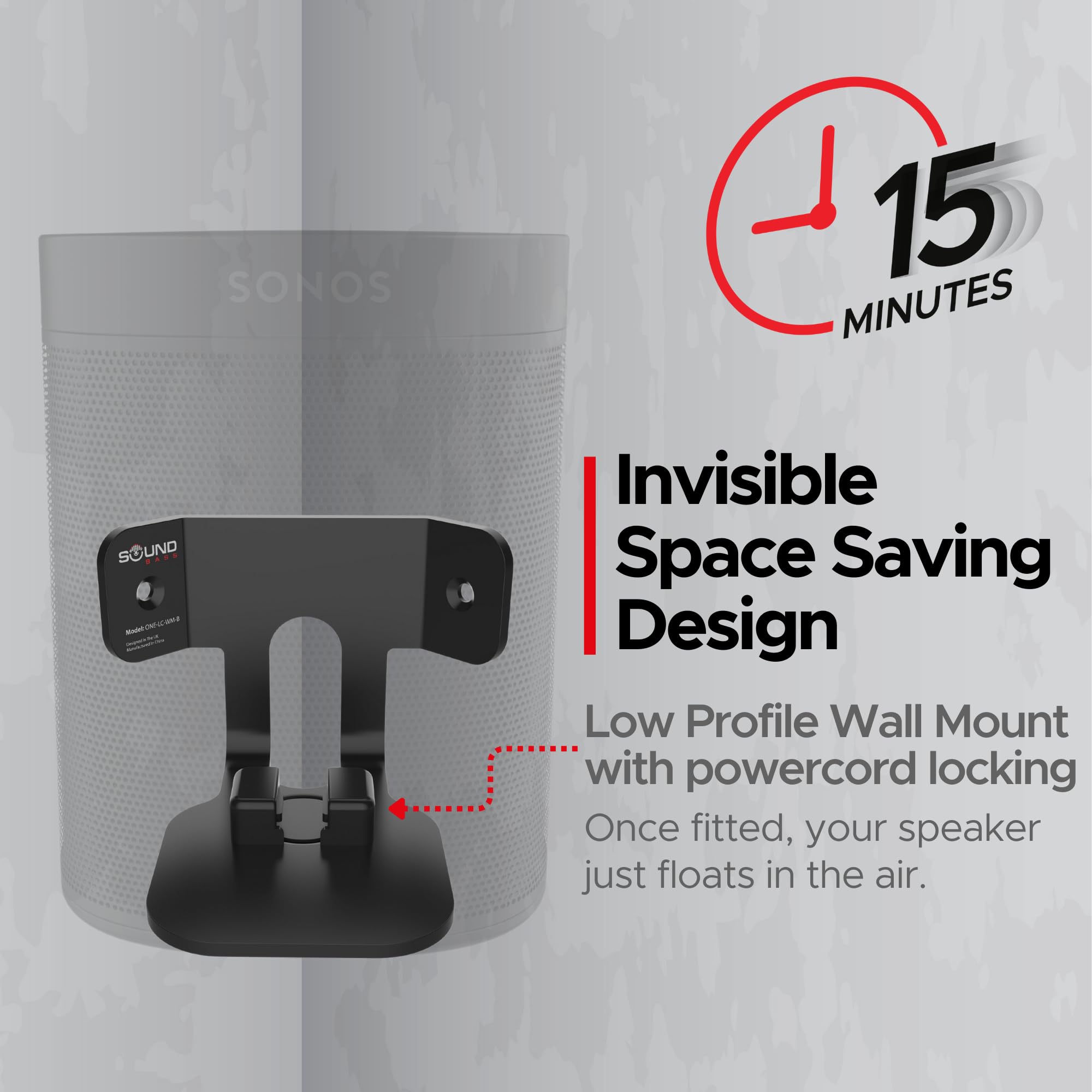 Sound Bass ONE Corner Wall Mount Bracket, Low Profile, Black, Single (1pc) - Image 2