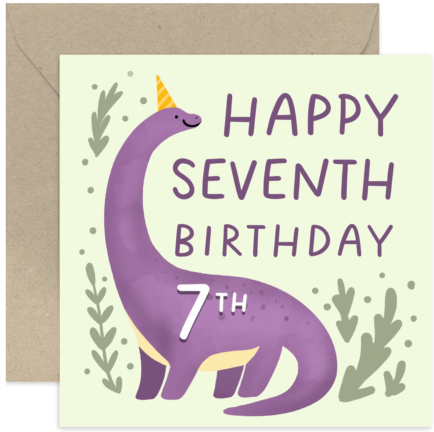 Old English Co. Geburtstagskarte Zum 9. Geburtstag – Violetter Dinosaurier, Für Jungen & Mädchen, Innen Leer