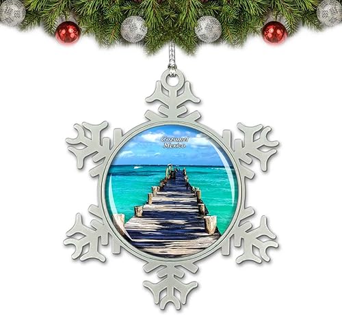 Mexico Paradise Beach Cozumel Adorno de Navidad Decoración de árbol de cristal Metal Souvenir Regalo