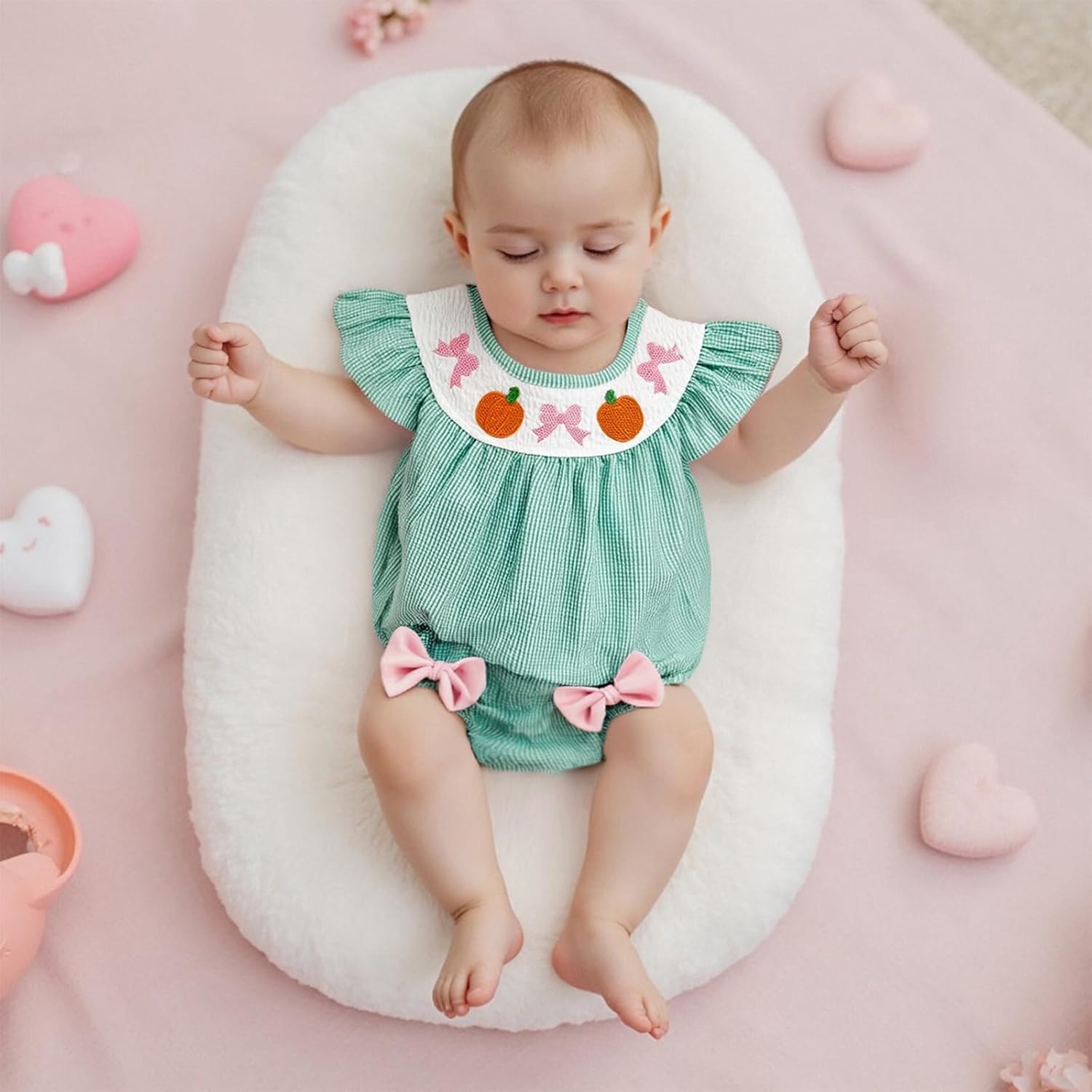 Baby Girl Easter Outfit Chick Egg Bow Bubble Romper Shirt Newborn Plaid Onesie Infant Spring Summer Cute Clothes - Image 3