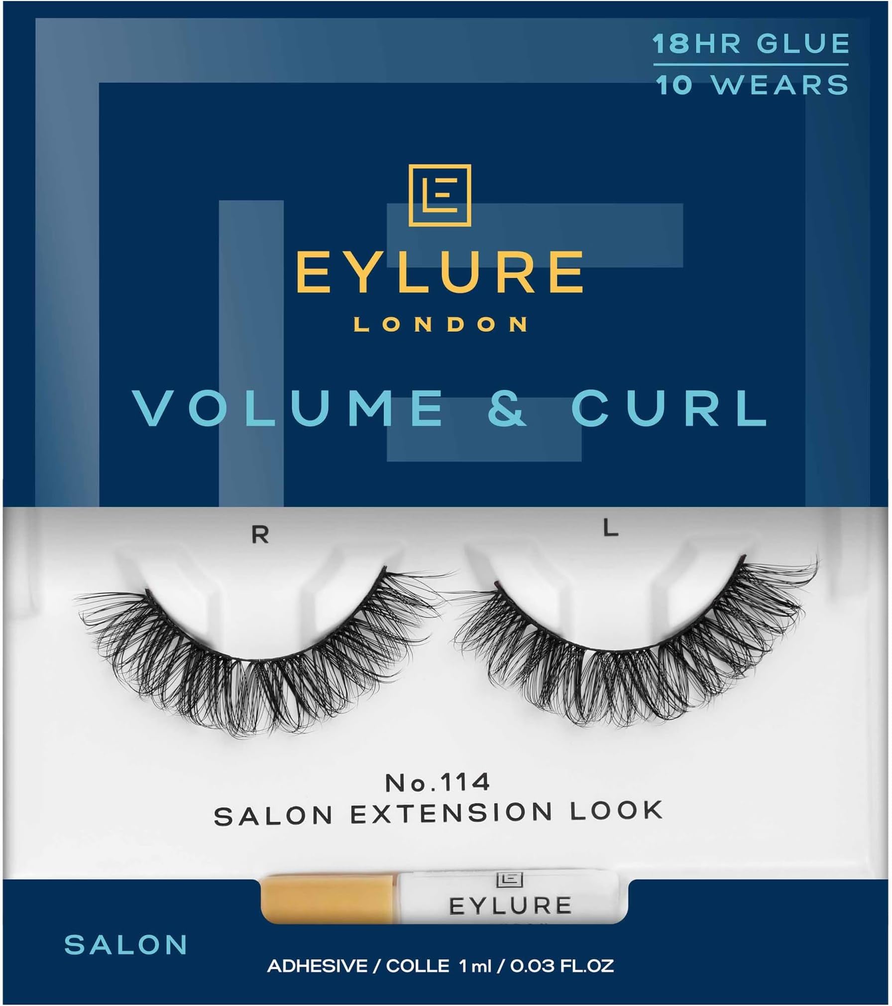 Salon Extension Look False Eyelashes, Volume No. 114, 1 Pair