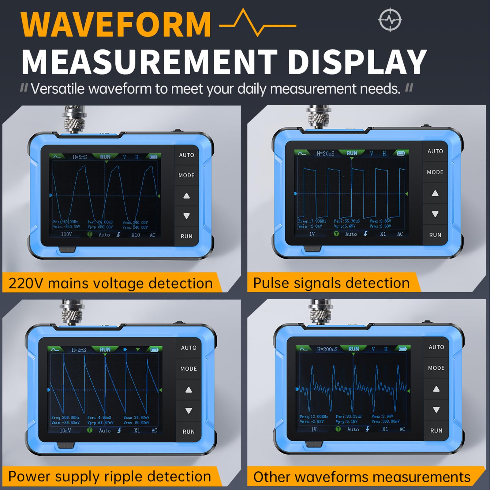 Oszilloskop,Tragbares Oszilloskop,DDS-Signalgenerator DSO510 Digital-Oszilloskop 2,8 Zoll TFT, Bandbreite 10 MHz Abtastrate 48 MSPS
