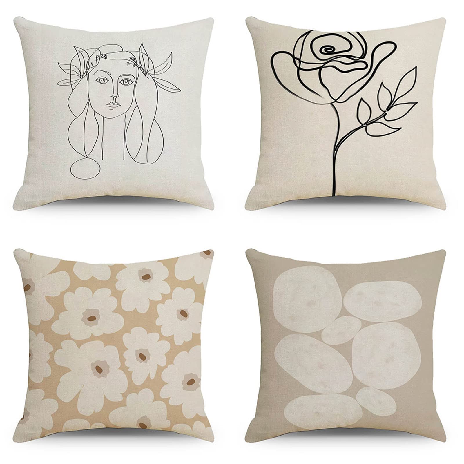 Taie d'oreiller pour canapé et housses de coussin résumé 60x60cm en lin double face