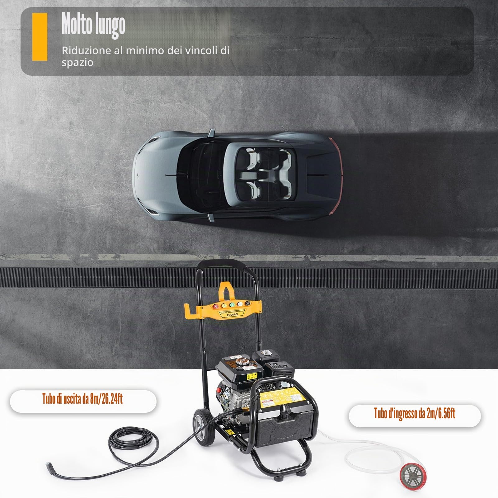 Idropulitrice Portatile 2200PSI, 7.5HP 3400 RPM Idropulitrice a Scoppio, Idropulitrice professionale 150 Bar con 5 Ugelli, Idropulitrice ad alta pressione portatile per Auto, Patio, Pareti