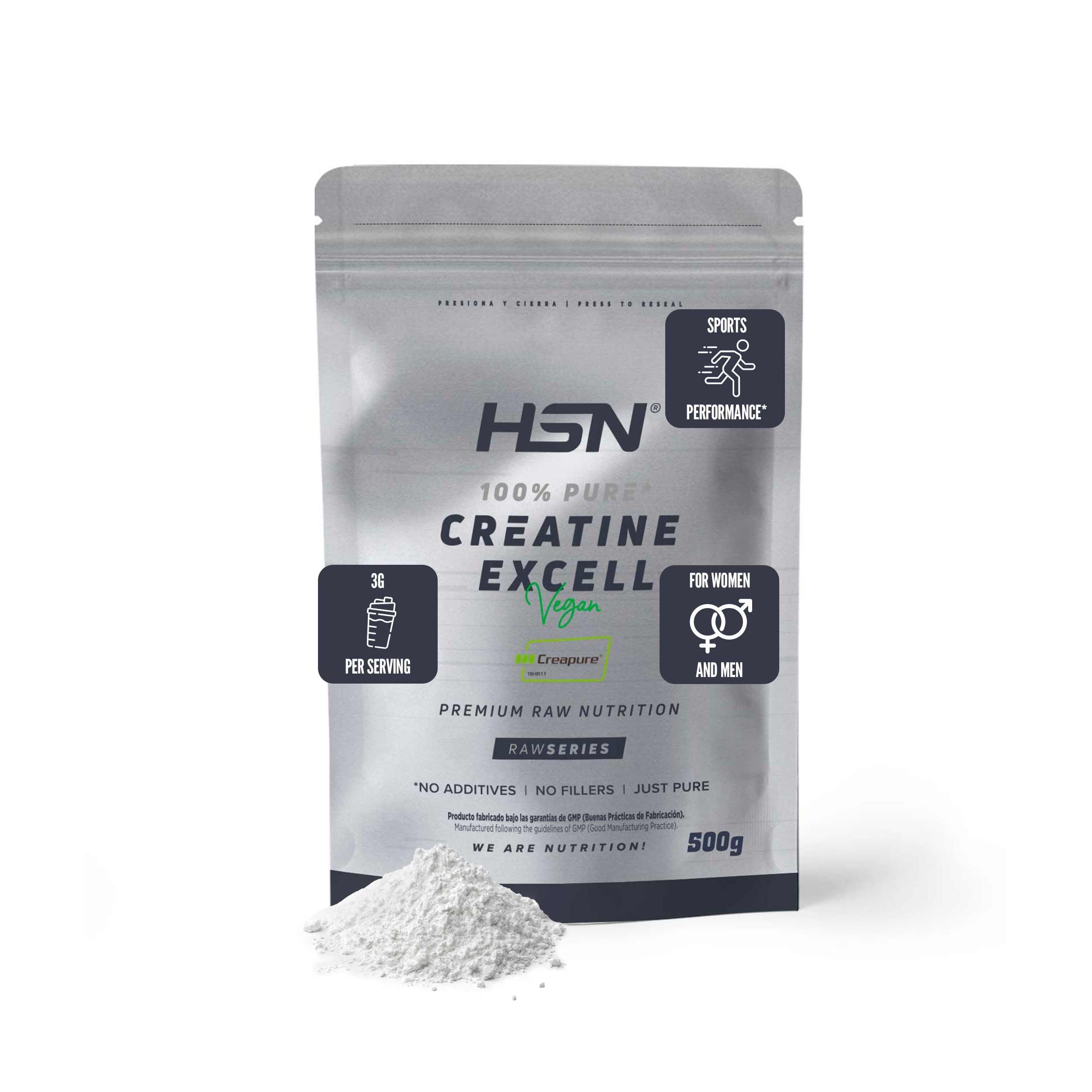 HSN Créatine 100% CREAPURE en poudre sans saveur 500 g | 100% Monohydrate de Créatine Micronisé | Sans doseur | Sans additifs ni contaminants | Non-​OGM, Végan, Sans gluten