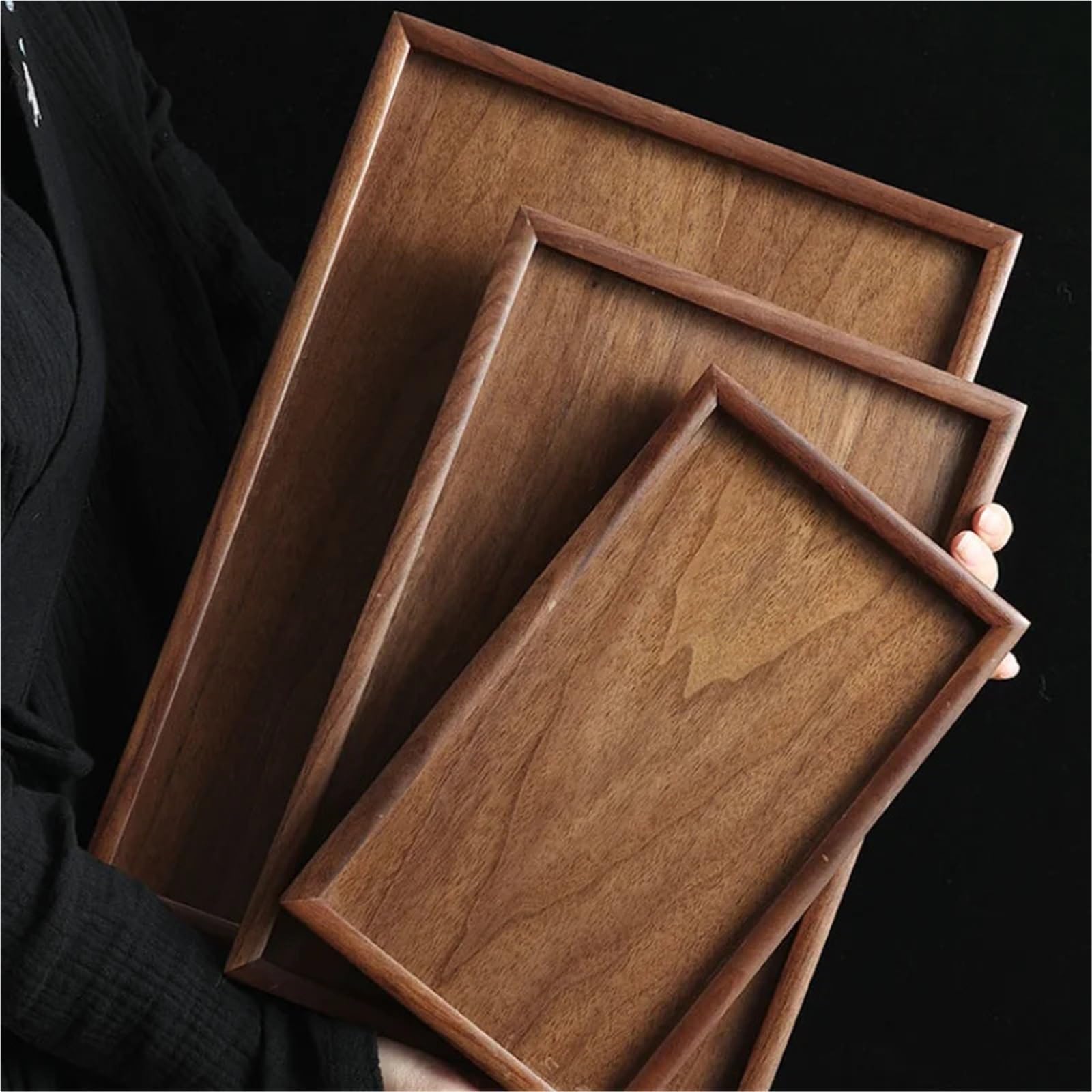 Bandeja para Servir té, 2 Piezas, de Madera Maciza, Sencilla, para el hogar, Ideal para Aperitivos en la Sala de Estar (35 x 25 cm)