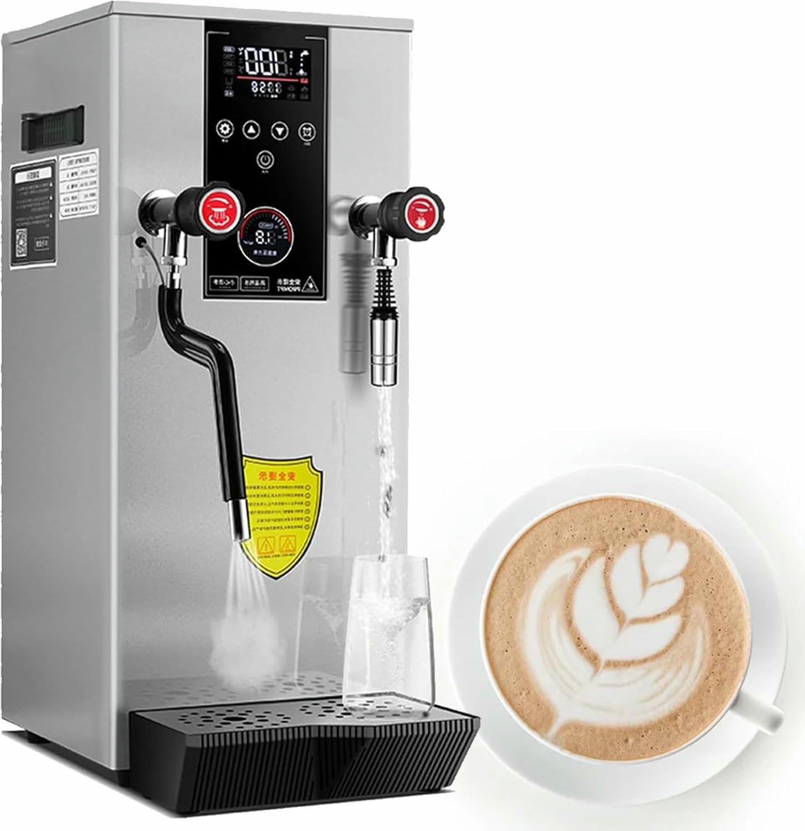 FHRKA 12L Electric Steam Foam Maker, Water Boiler,2500W Commercial Milk Frother, with LED Display, for Tea Coffee Shop, Dessert Shop