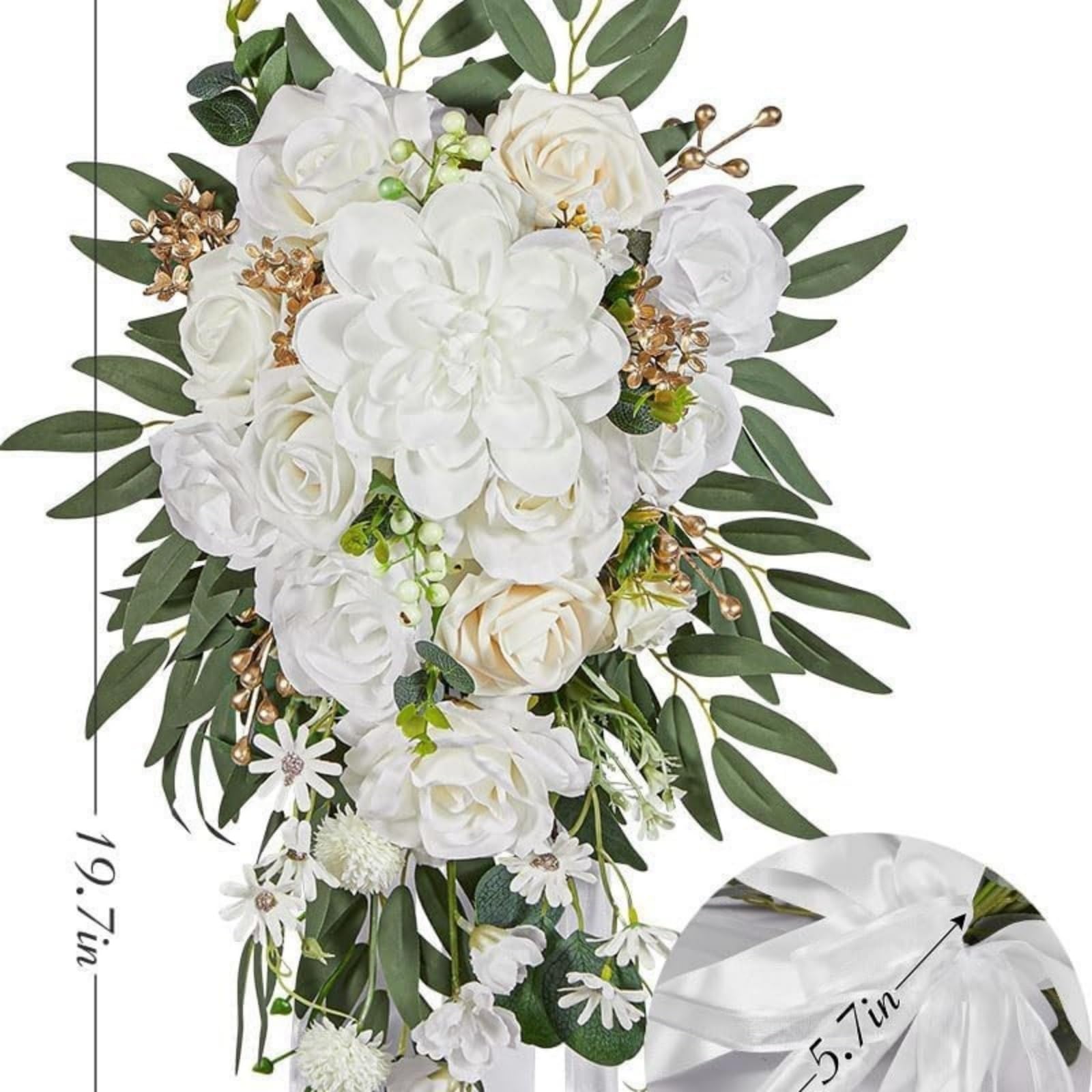 champracer Hochzeitsstrauß für die Braut, Hochzeitsstrauß im Vintage-Stil, Blumenstrauß Künstlich Rosen Pflanzen Deko, für Geburtstagsdeko, Hochzeitsdeko, Party Deko (J)