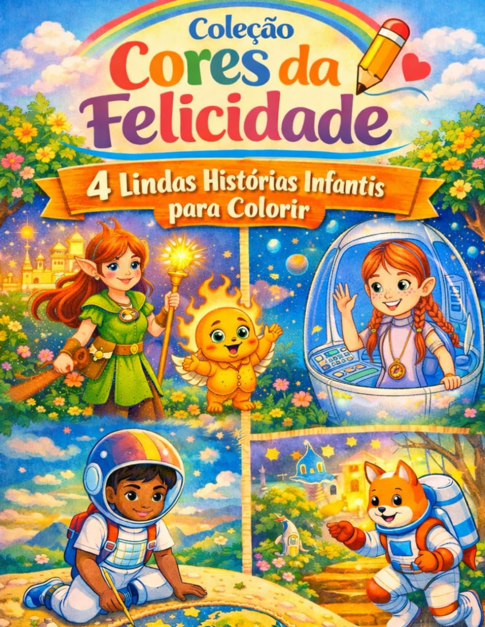 Coleção Cores da Felicidade: 4 lindas histórias infantis para colorir