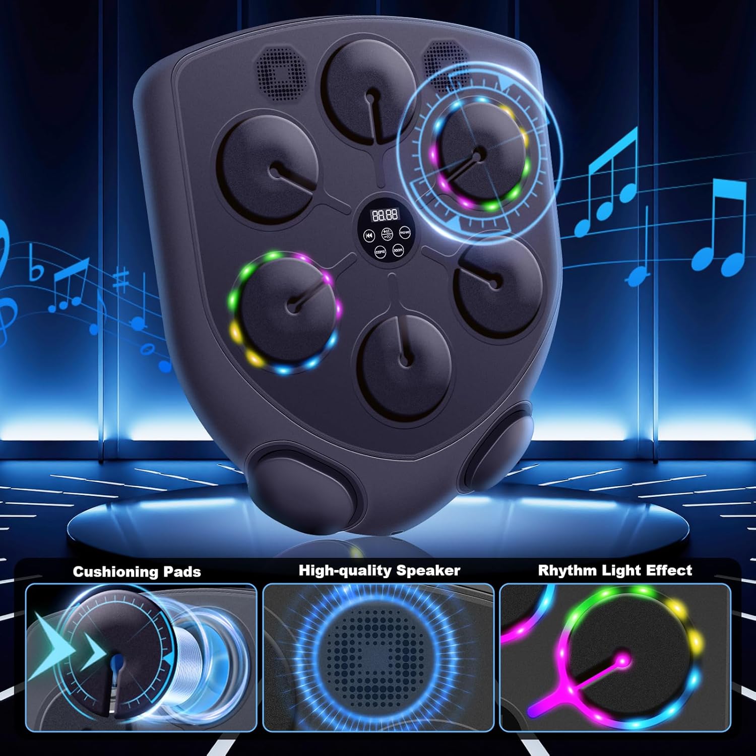 Smart Music Boxing Machine for Adults and Kids, Bluetooth Boxing Equipment with Boxing Gloves, Wall Mounted Electronic Punching Machine for Home Gym Workout Indoor