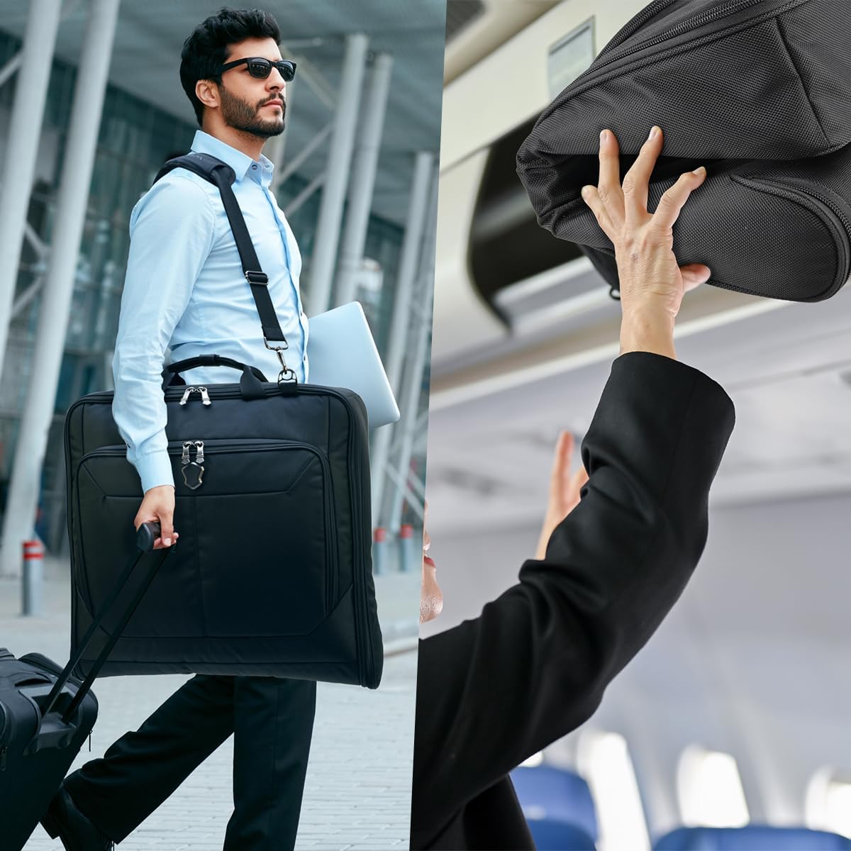 WELKINLAND 3-Suits Garment Bag for Travel with Toiletry Bag, 30L-Large Suit Carry On Garments Bag for Travels, 15-Pockets Suits Holder Travel Bags, Wrinkle-Free Suit and Dress Garment Bag for Travels - Image 2