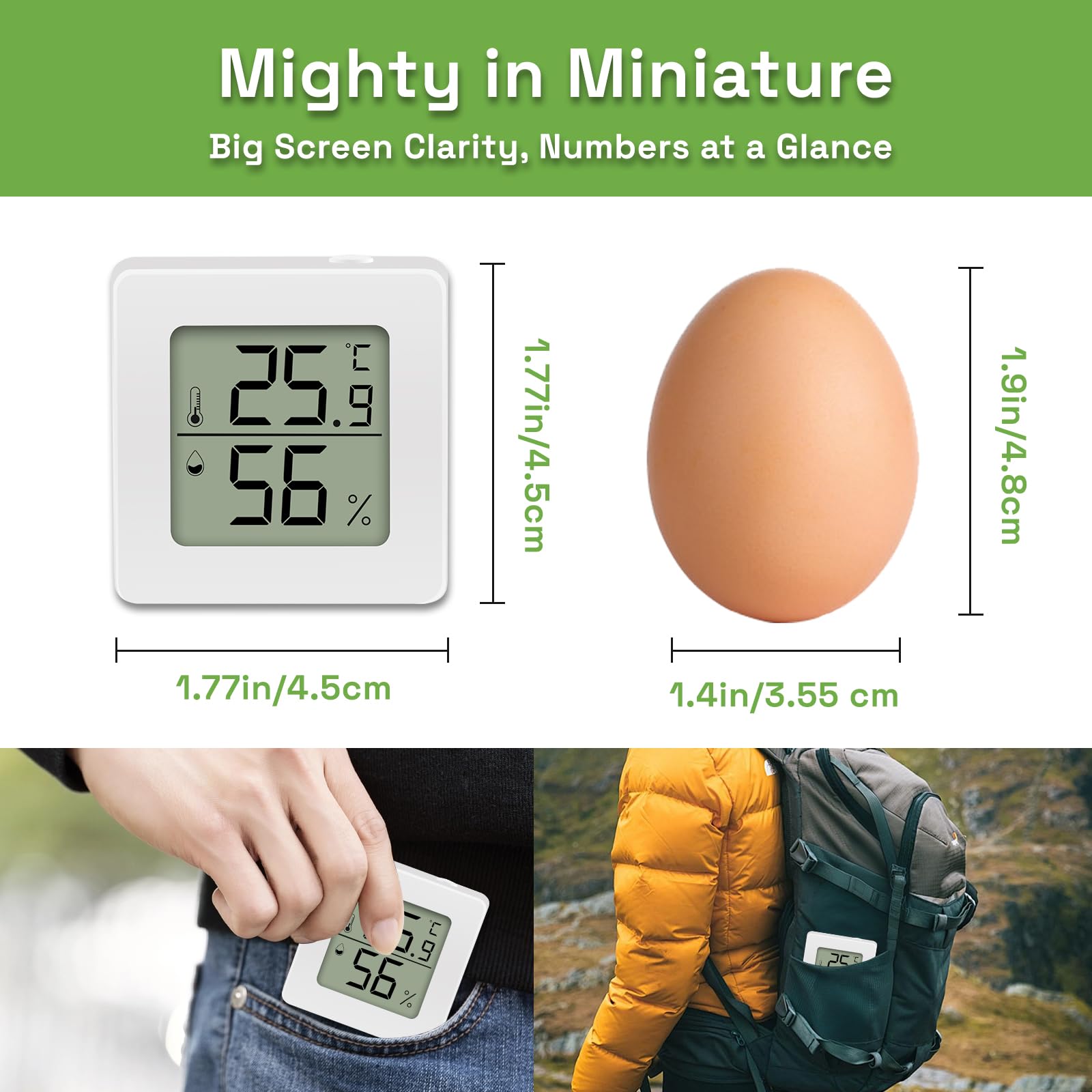 elzle 2 Pezzi Igrometro Termometro Digitale LCD, Mini Igrometro Termometro Ambiente con Livello di Comfort, Monitor di Temperatura e umidità, Igrometro Interno per Serre, Casa e Ufficio