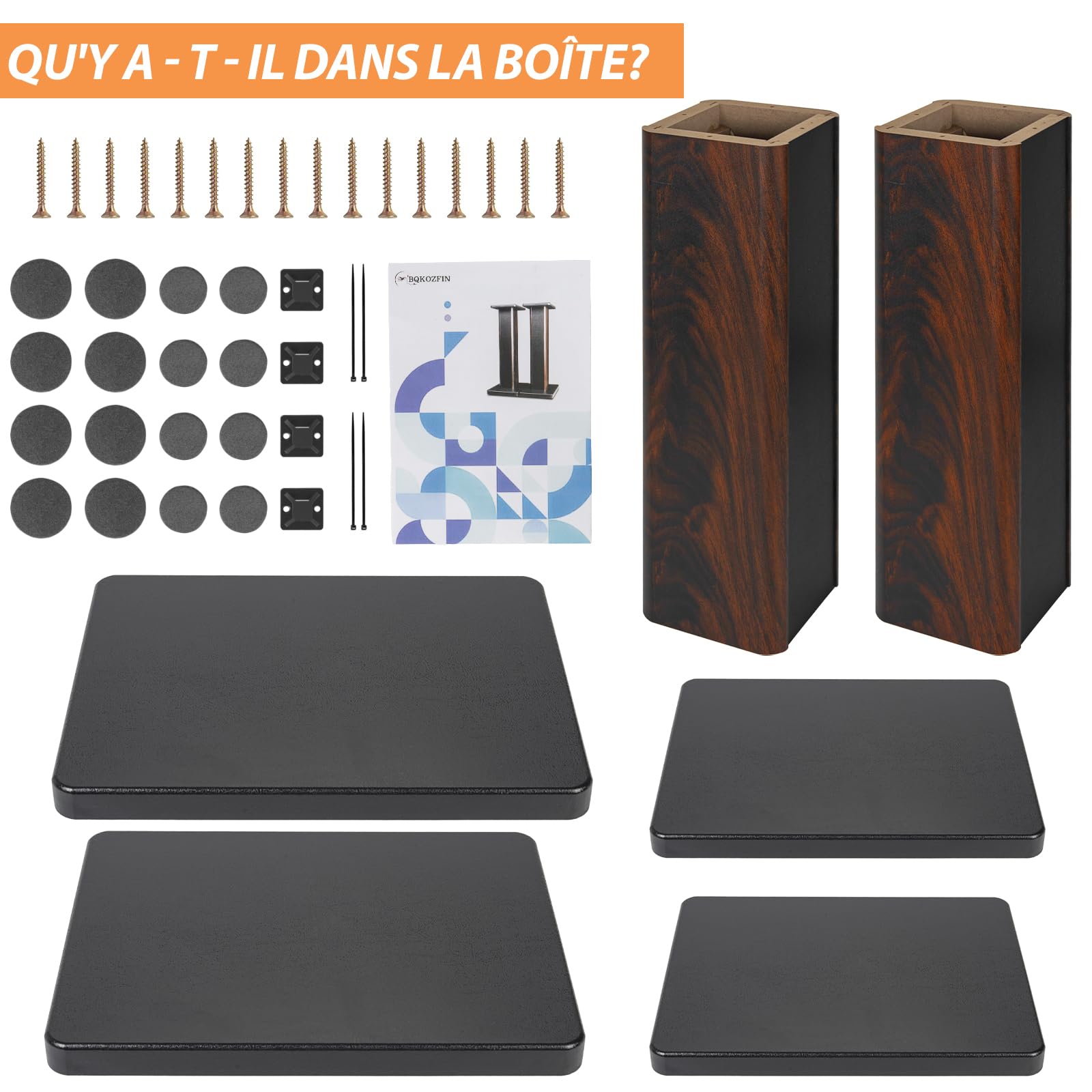 Lot de 2 Supports de Haut-Parleurs Universels en Bois 40CM, Jusqu'à 50KG, Supports d'Enceintes sur Pied pour Home Cinéma, Supports pour Enceintes, Conception Remplie de Sable (40CM)