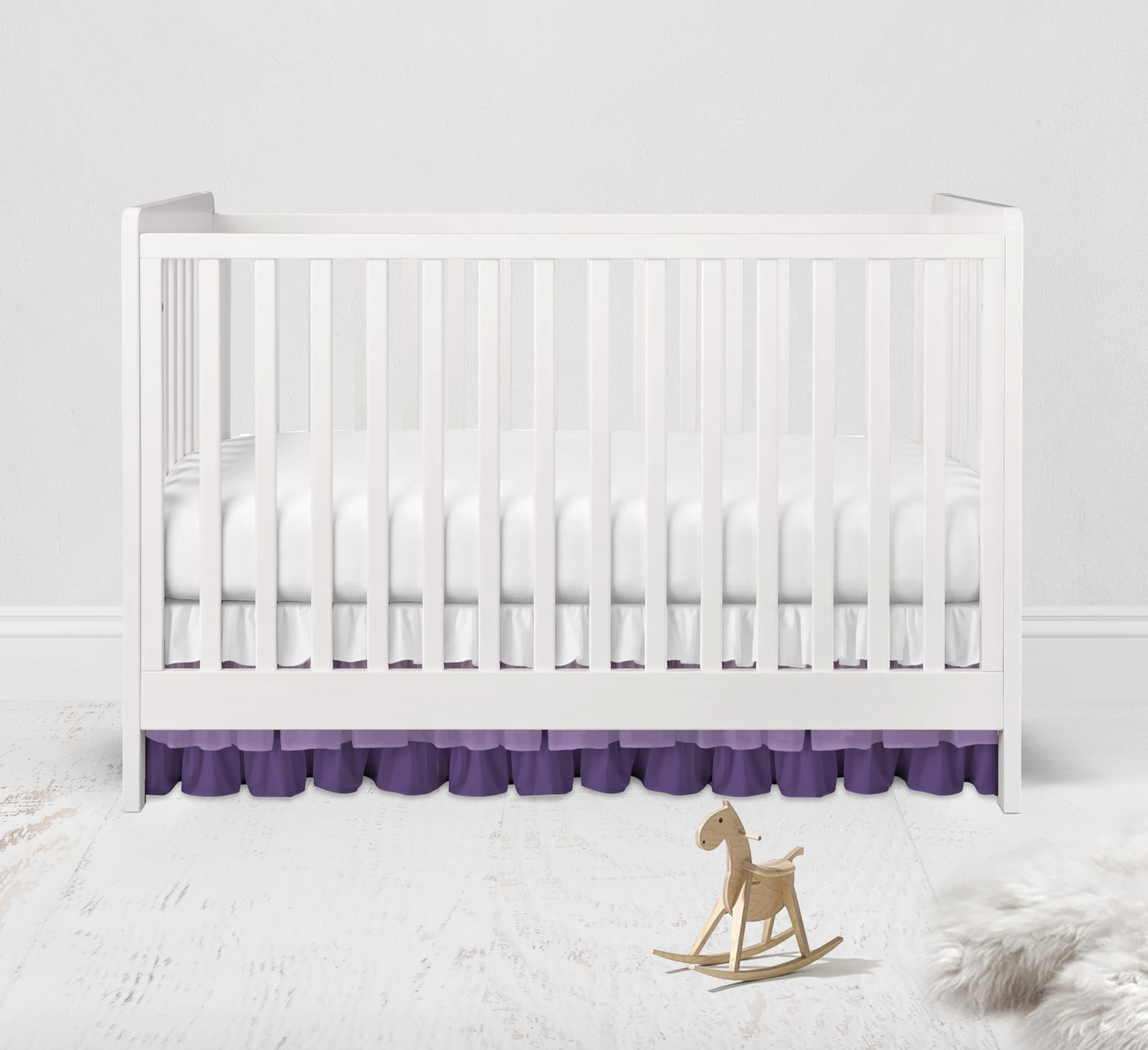 Bacati - Mix N Match Dots 3 Layer Ruffled Crib Skirt (White/Lilac/Purple)