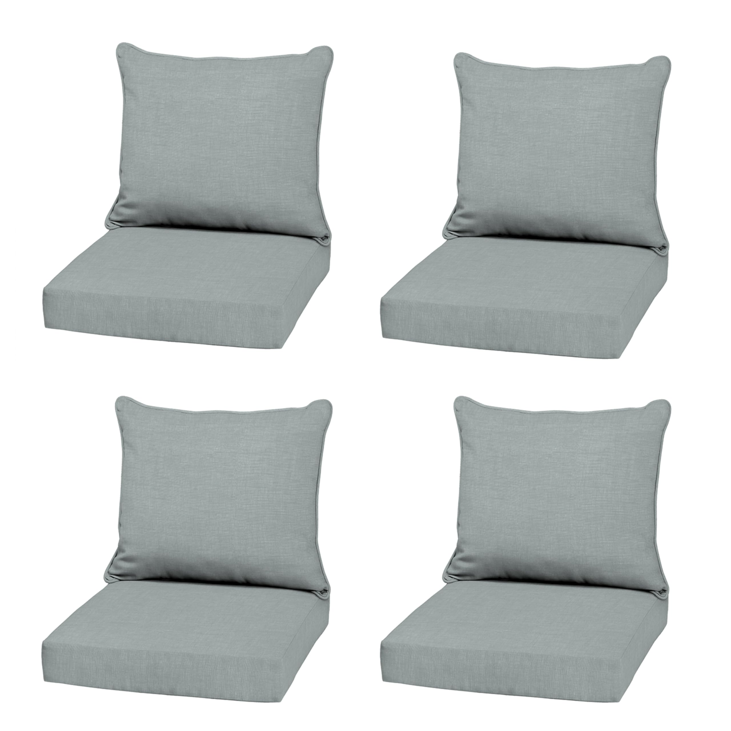 Arden Outdoor Deep Seat Cushion Set, 4-Pack, 22x24, Stone Grey
