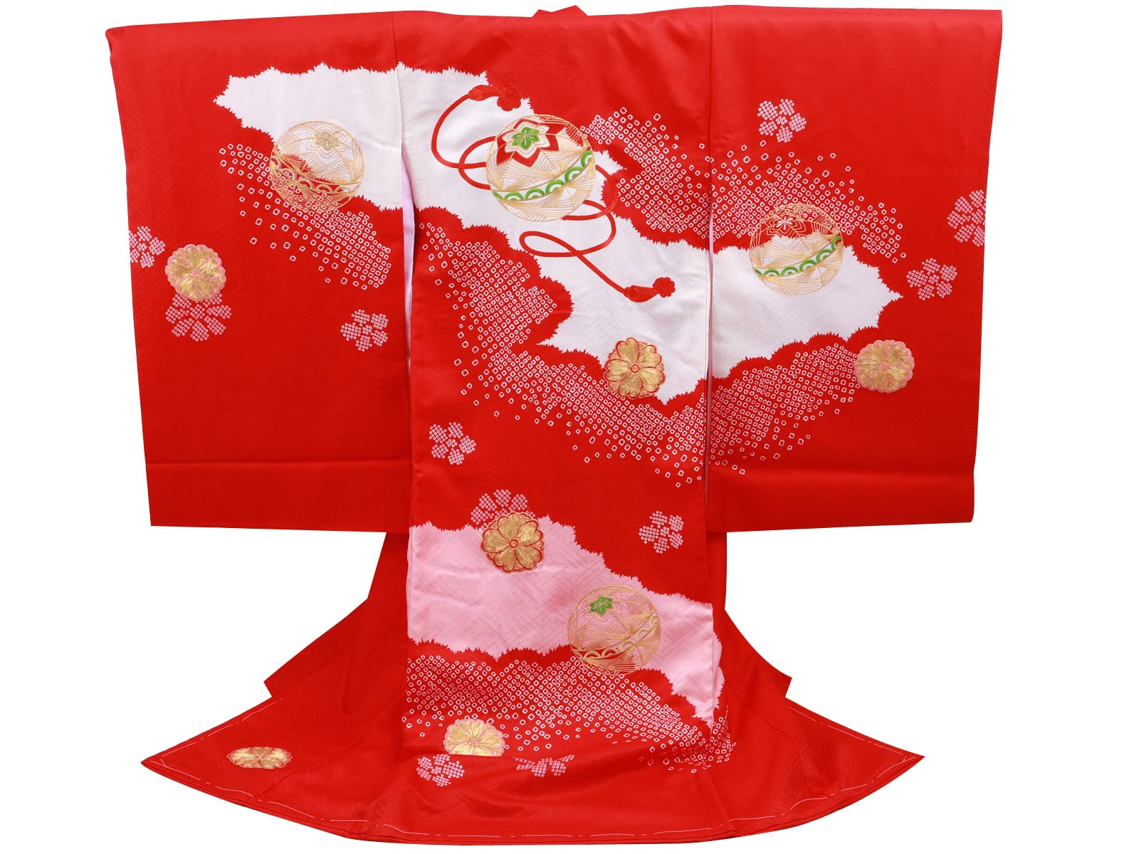 Amazon.co.jp: [さらさ] お宮参り 金駒刺繍入り 絞り柄 正絹 着物