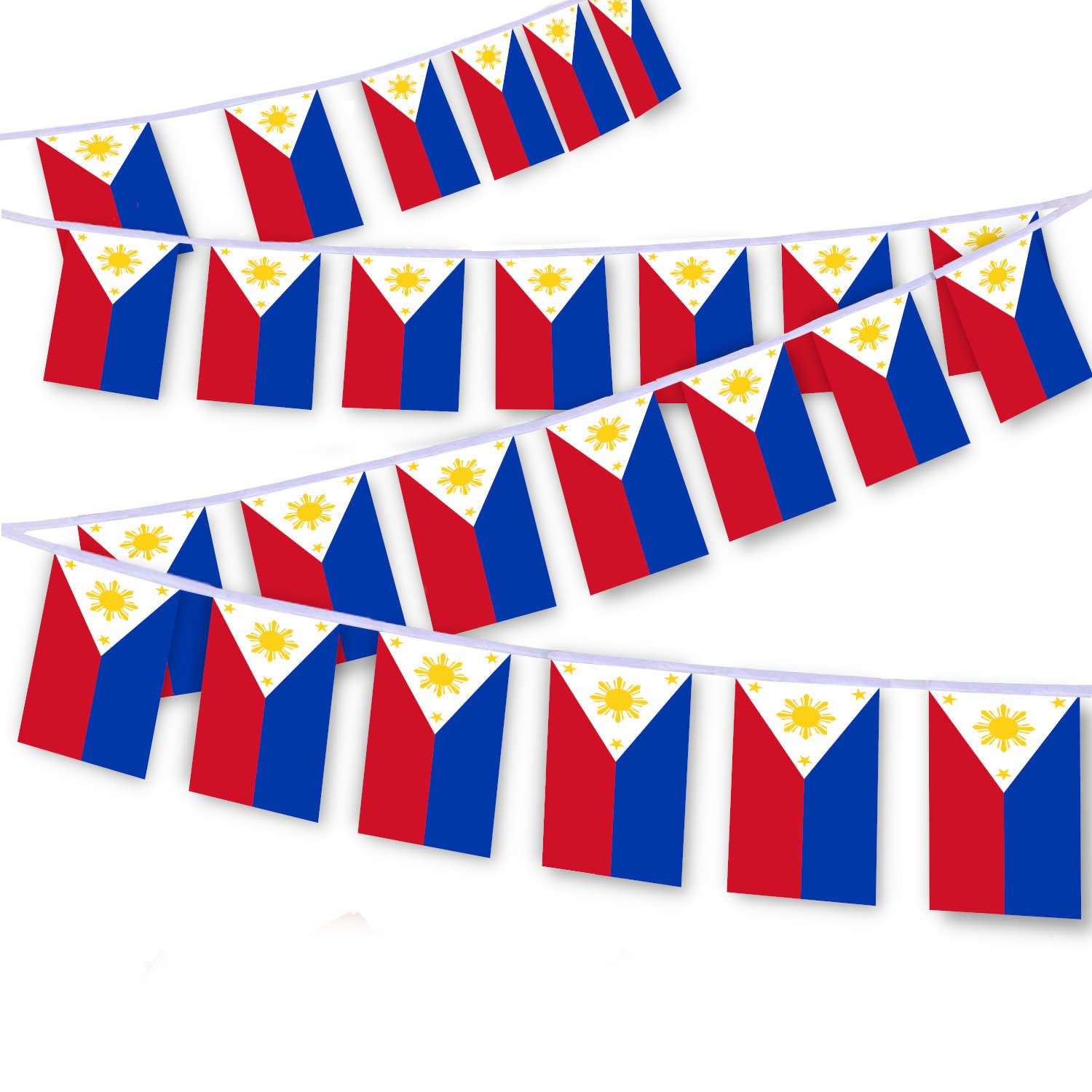 MacLand 30 PCS Philippines Flag String,32 FT Filipino Bunting,Decoration Banner for Outdoor Indoor Patio Yard Decor — image 1