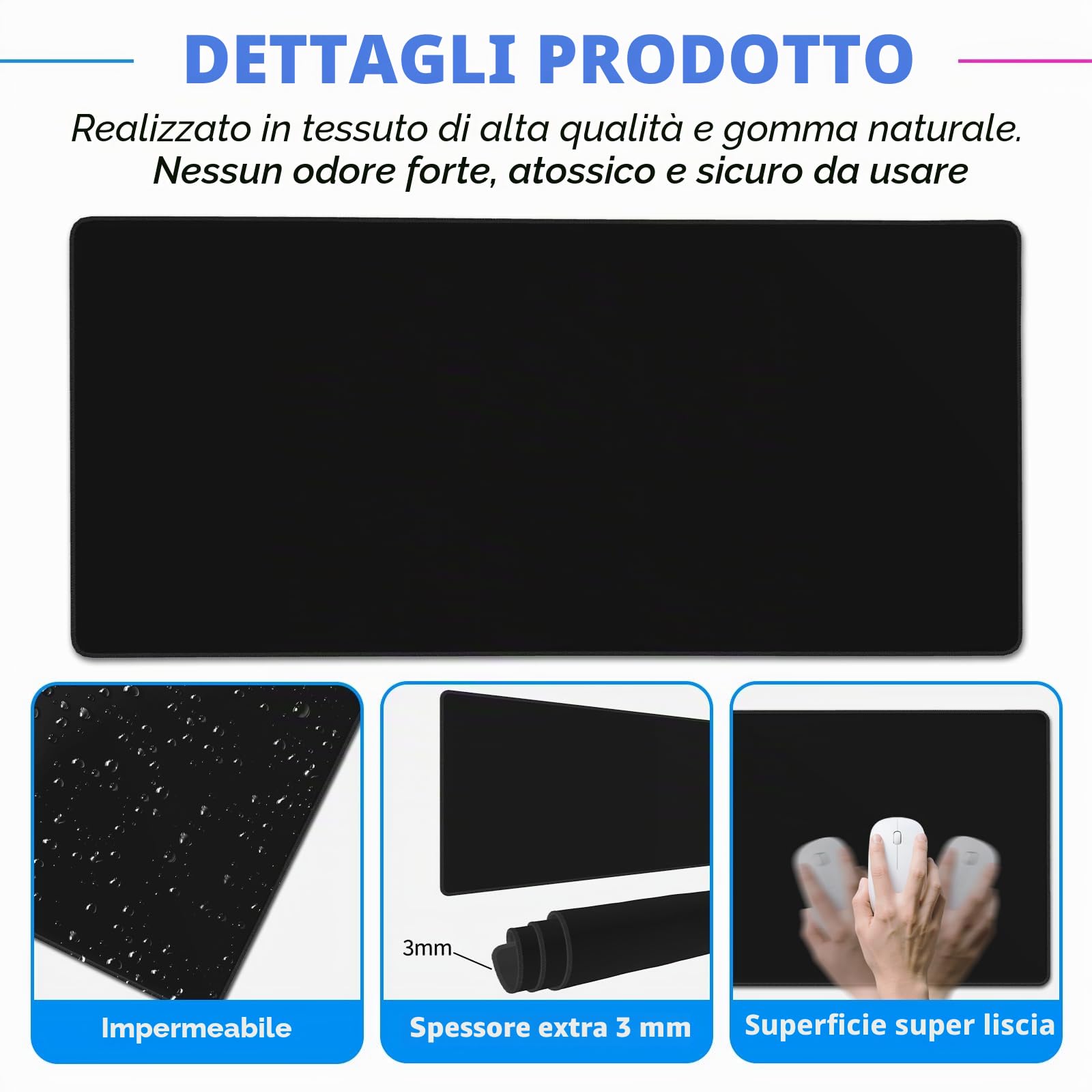 Tappetino Mouse Personalizzato - Base Antiscivolo- XXL Tappetino Mouse Da Gioco Grande Personalizzato, Perfetto Per Postazioni Gaming E Di Ufficio - 900 X 400 Mm