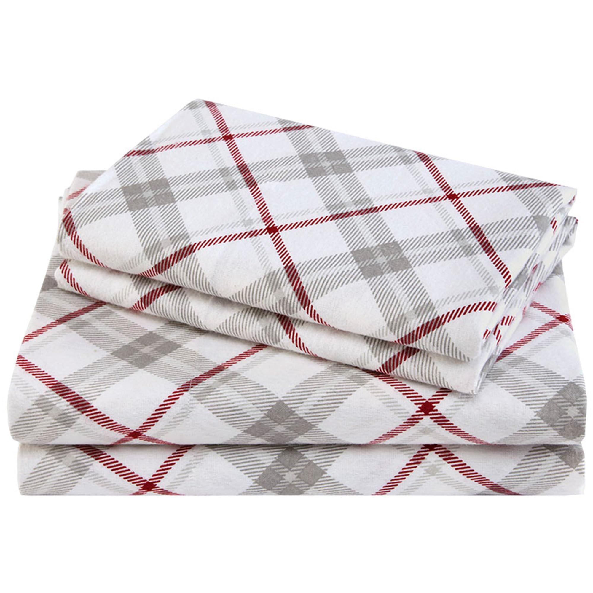 Comfort Spaces Cotton Flannel Sheets Queen Size Ultra Soft Flannel Sheet Set with 14 Elastic Pocket Plaid Print