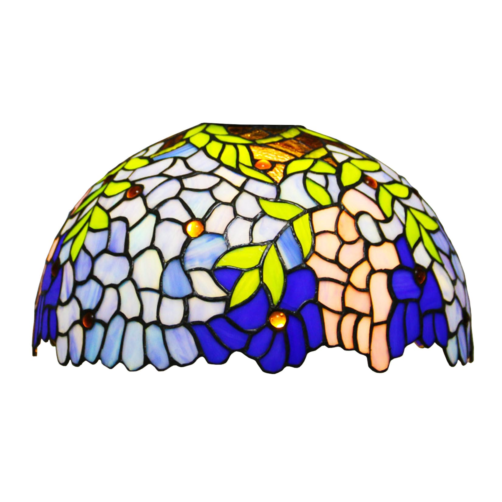 SaryEdge Tiffany Lamp Shade Replacement 12X7 Inch Wisteria Stained Glass Lampshades Only 1-5/8-Inch Fitter Opening for Arched Floor Lamp, Torchiere Lamp, Pendant Light, Table Lamp，，