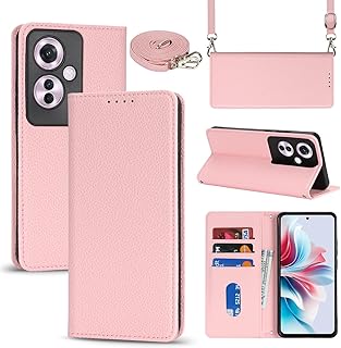 【Hamany】 対応 oppo reno 11a ケース ショルダー オッポリノ11a ケース 手帳型 スマホストラップ カード収納 財布型 スタンド機能 オッポリノ11aスマホケース マグネット式 女性 肩がけ 首掛け 斜め掛け ショルダーバッグ 携帯カバー -ピンク