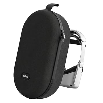 MOVMAO Carrying Case Compatible with Oculus Quest 2, Hard Bag for Headset with Elite Strap and Touch Controllers Other VR Accessories, Suitable for Travel and Home Storage(Black)