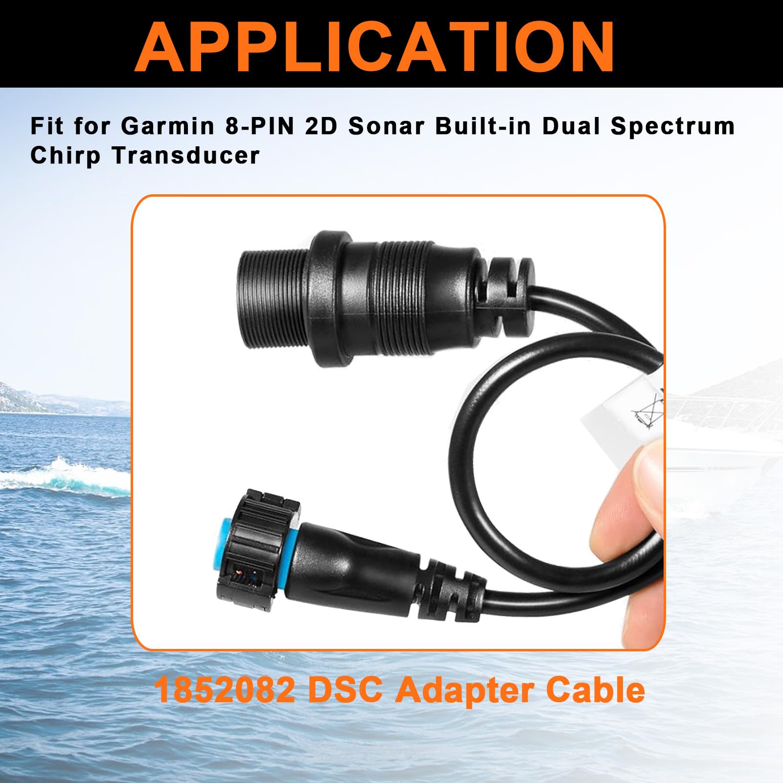 YMT 1852082 DSC Adapter Cable 8-PIN Fit for Garmin 2D Sonar Built-in Dual Spectrum Chirp Transducer,Replace for MKR-DSC-14