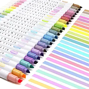 Highlighters Assorted Colors,24 Unique Retro Colors, Pastel Highlighters, Quick Dry Dual tip and Fine Tip No Bleed Highlighter Markers for Bible Journals Planners Books Notes