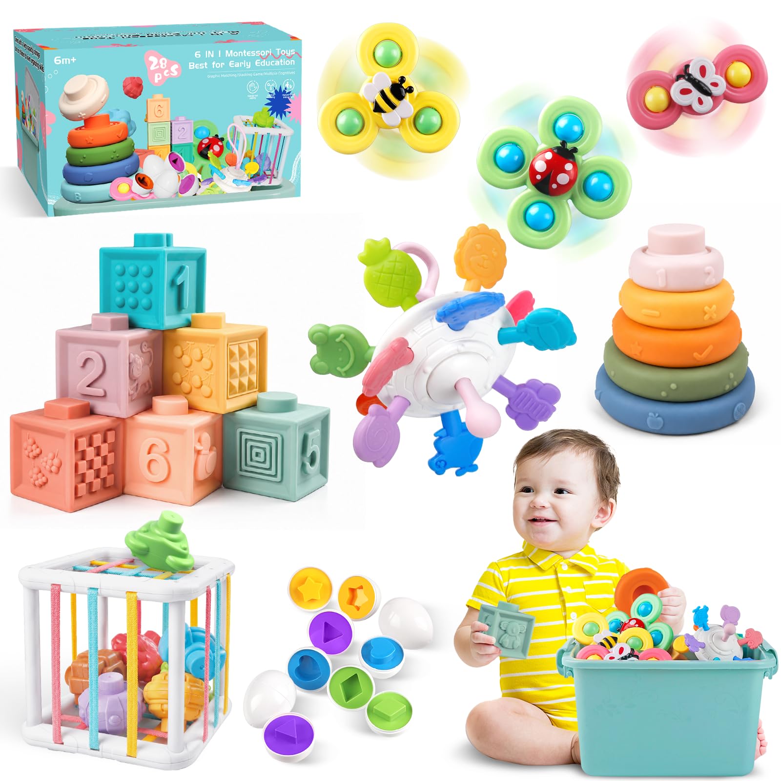 Plunack 6-in-1 Montessori Baby Sensory Developmental Learning Set