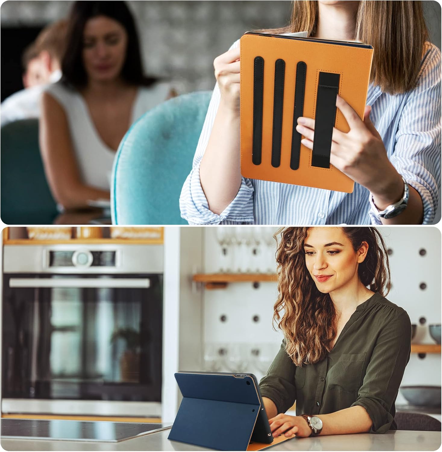 for iPad 10th Generation Case 10.9 Inch Case 2022 with Built-in Pencil Holder, Folio Stand Leather Cover with Multiple Angles & Auto Sleep/Wake for iPad 10.9 Inch, NavyBlue/Brown