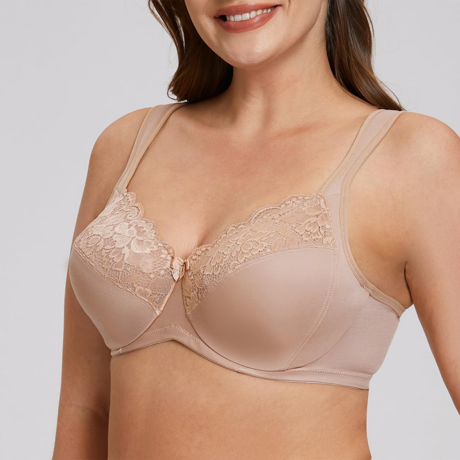 MELENECA Damski biustonosz Minimizer Full Cover Plus Size Fiszbiny Koronkowe