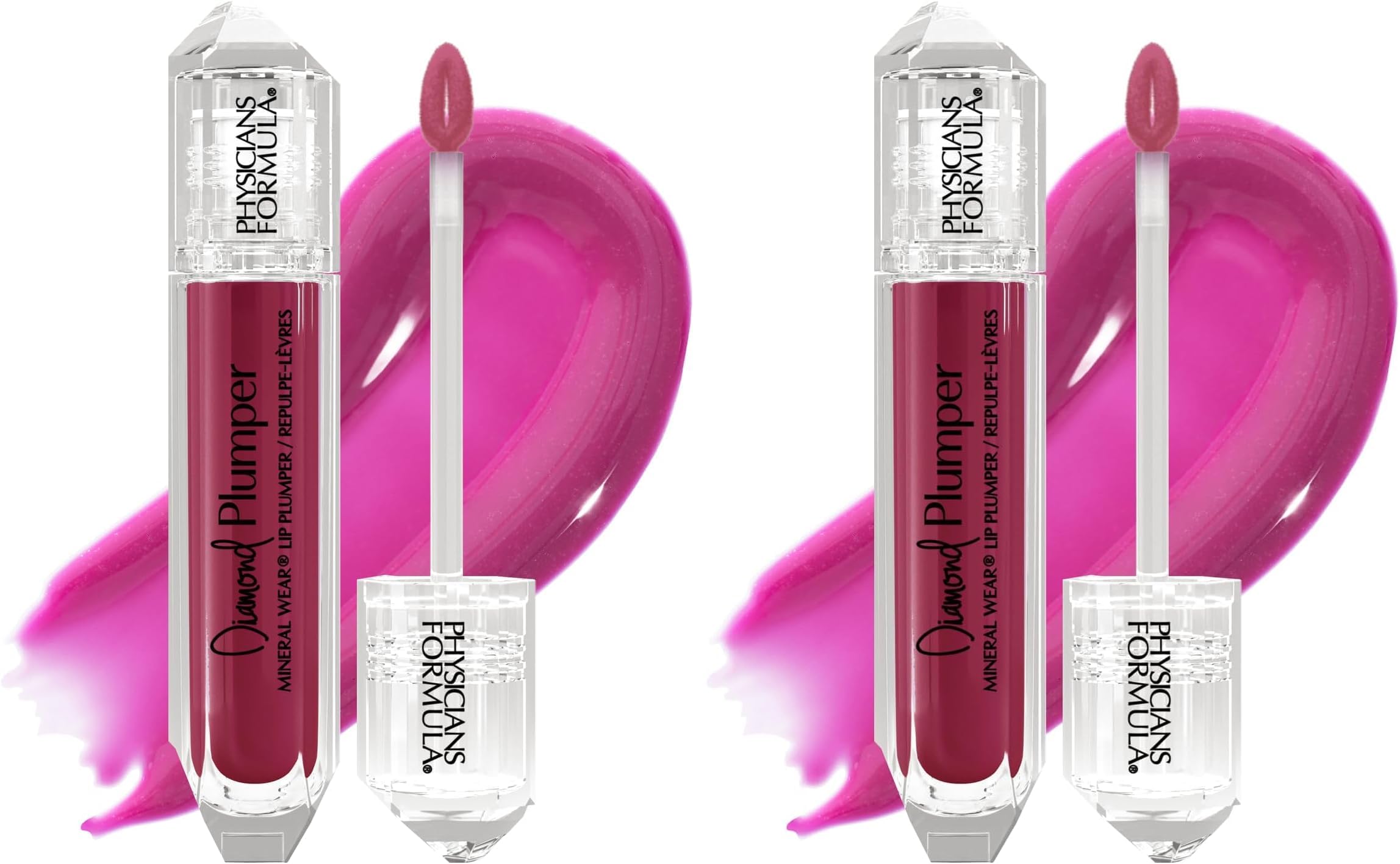 Physicians Formula Mineral Wear Diamond Lip Plumper Gloss, Dermatologist Tested, Brilliant Berry Diamond (Pack of 2)