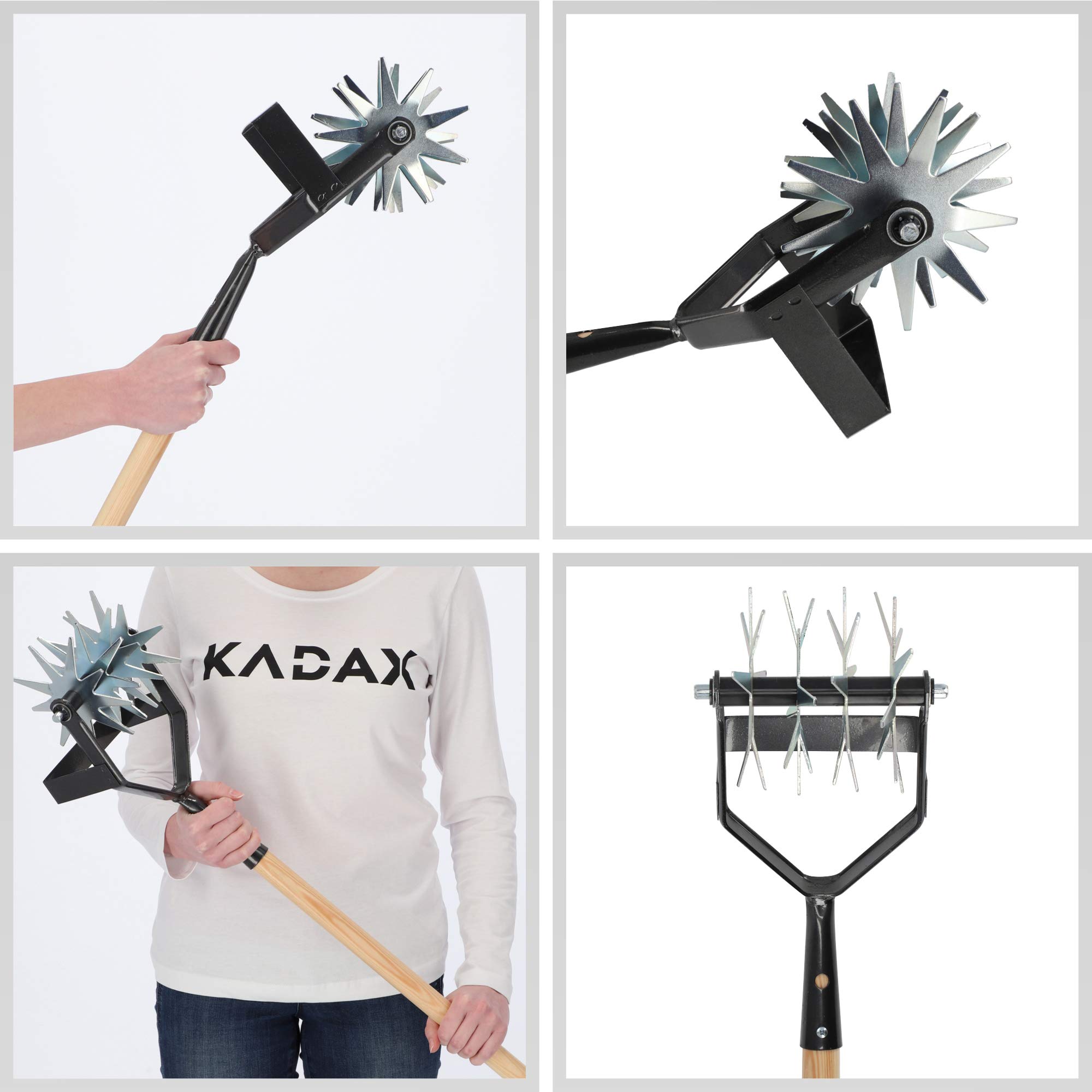 KADAX Fraise en étoile avec Lame de désherbage avec Manche en Bois, cultivateur, Fraise de Jardin, cultivateur Rotatif, émietteur pour ameublir Le Sol, cultivateur, houe rotative