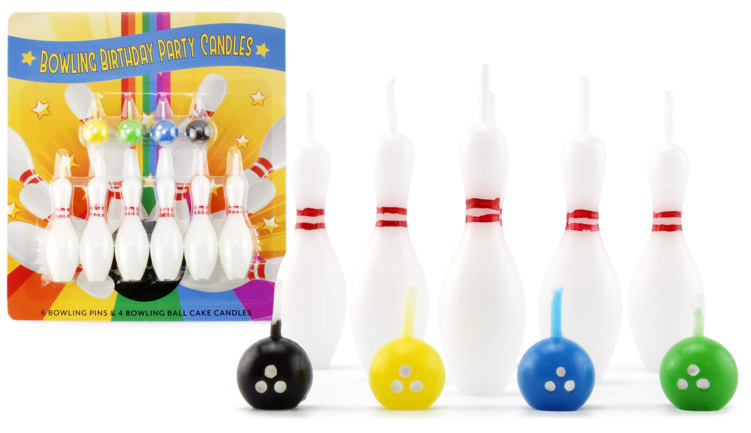 Cornucopia BrandsBowling Cake Candle Set (20-Piece Pins and Balls Birthday Candle Set), 20 Candles Total with 12 Pins and 8 Colored Balls