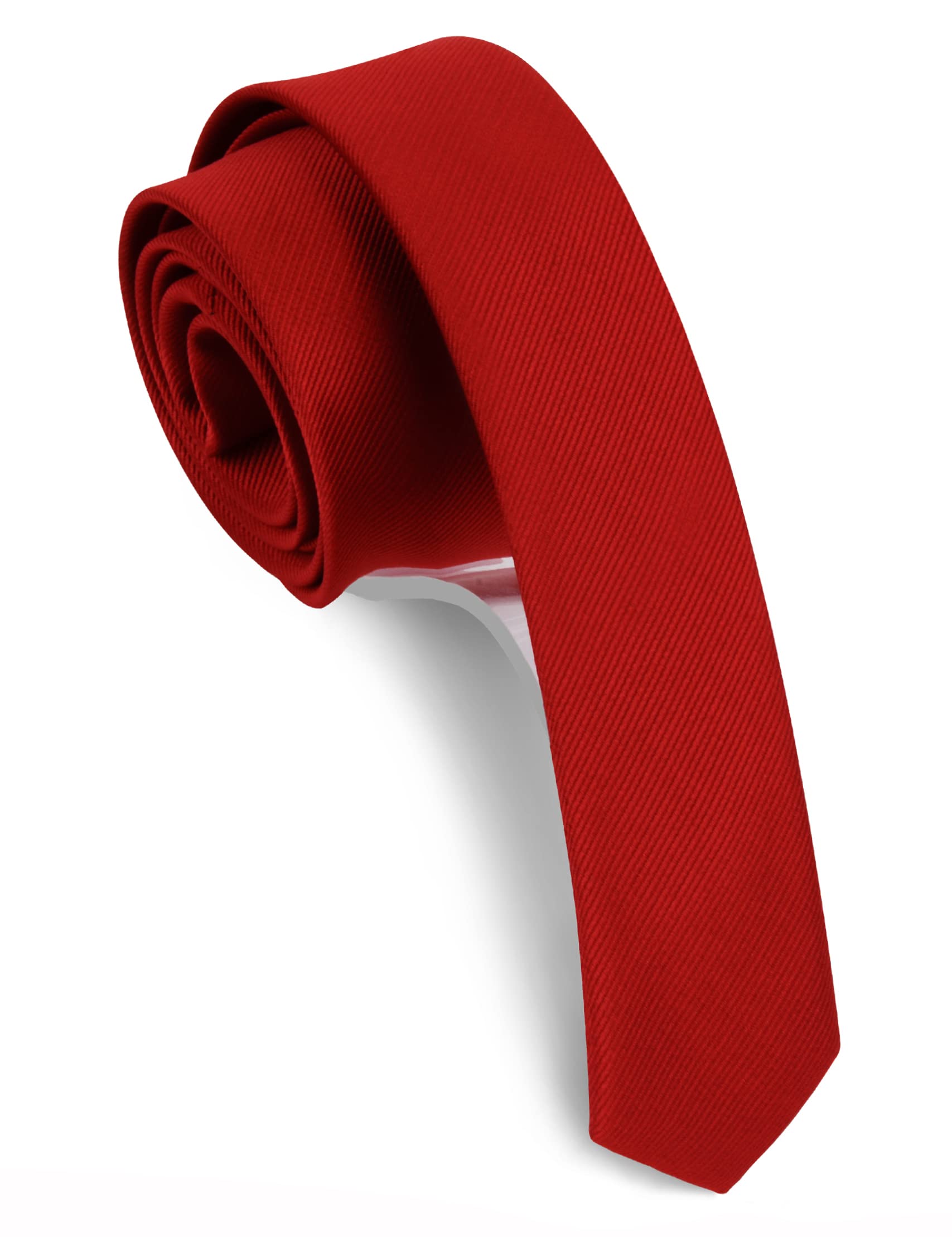 Gusleson Men's Red Slim Tie Wedding Skinny Ties For Solid Silk Necktie (Uk0801-01)