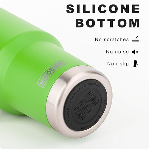 Miniatura 4 de koodee Vaso de 30 onzas con tapa y pajilla, acero inoxidable con aislamiento de doble pared, vaso de viaje para agua y agua con asa (verde manzana)