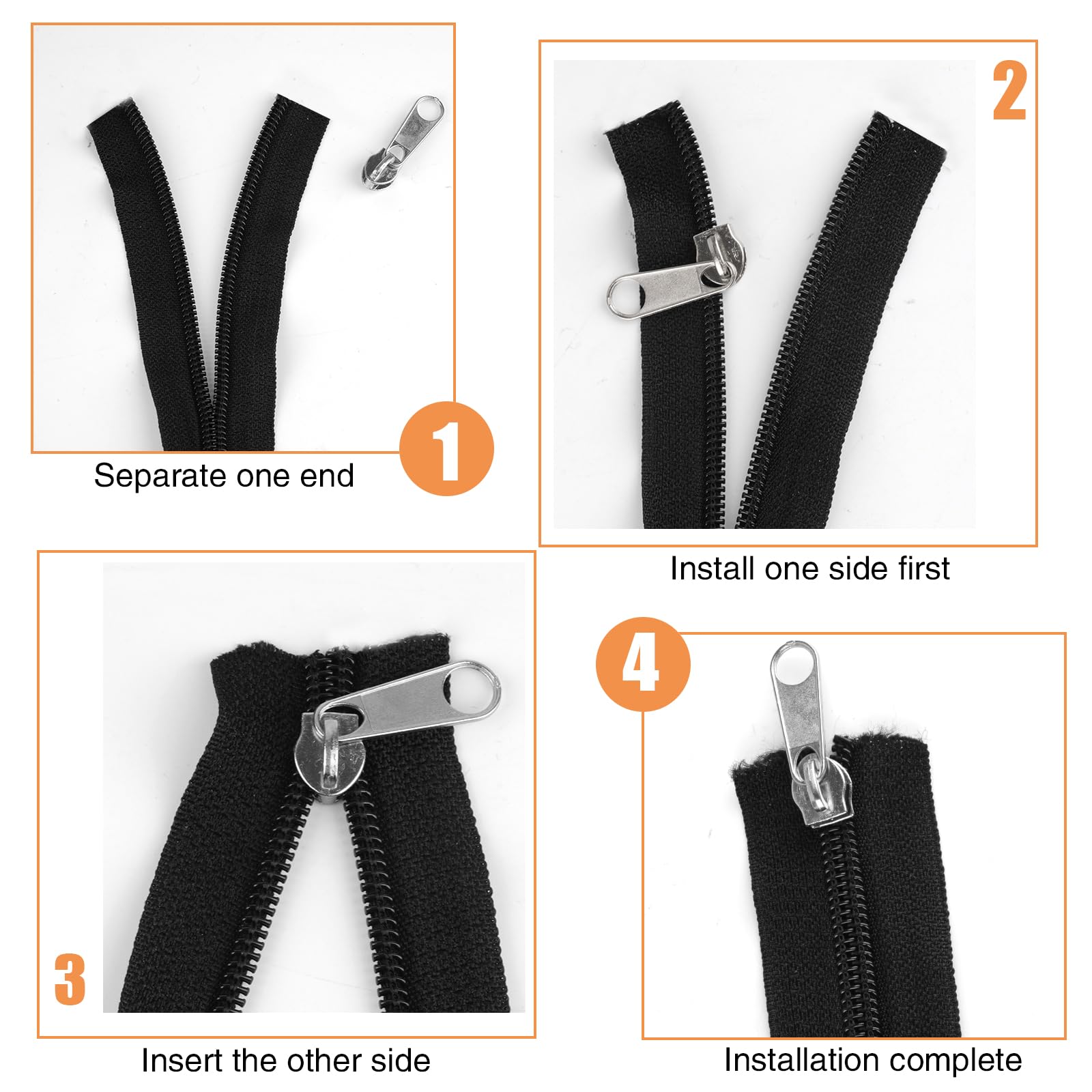 Produktbild von Reißverschluss Endlosreißverschluss 6 Stück 2m Spiralförmig Reißverschlüsse Teilbar Zippverschluss Meterware Mit Zipper Und Endstück Für Kleidung Röcke Rucksack