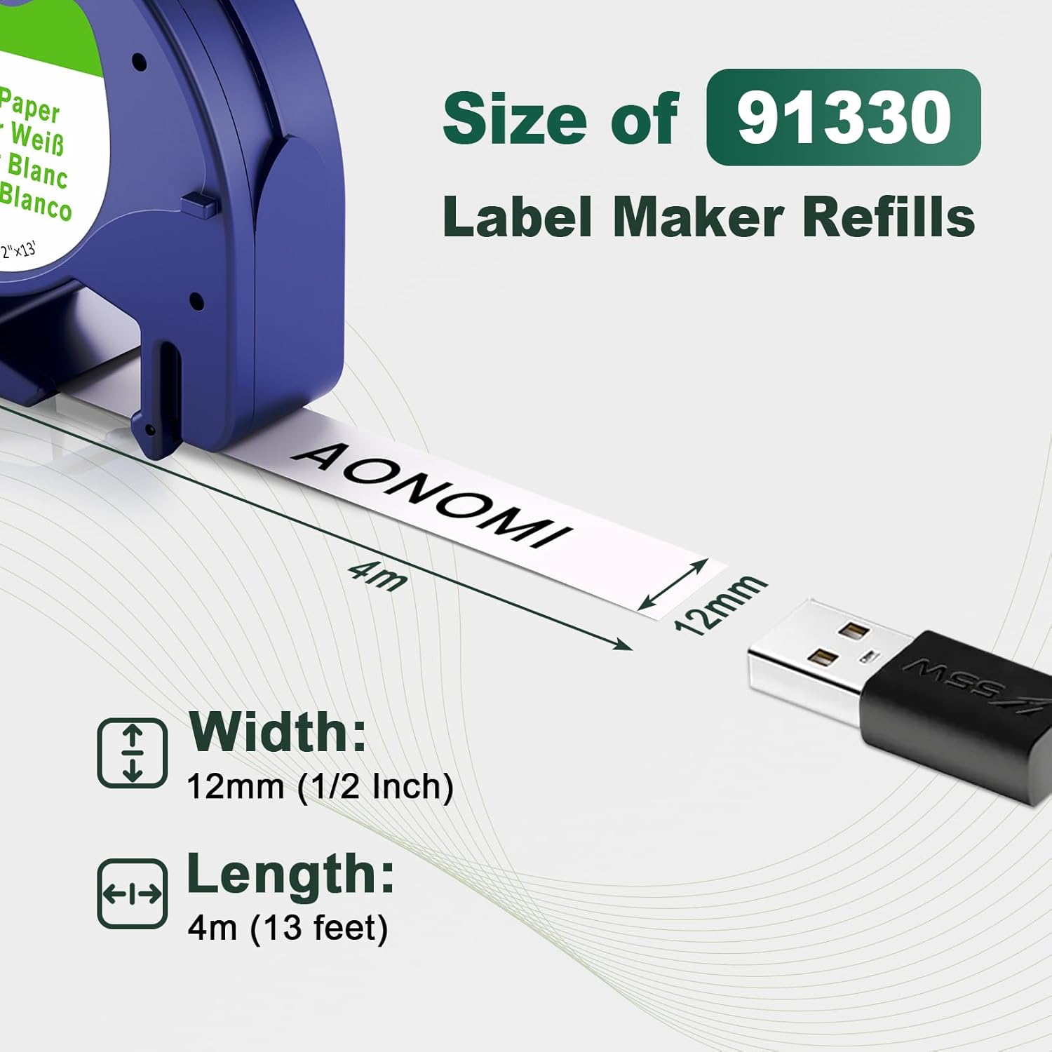 Label Tape Replace for Dymo Letratag Refills White Paper 12mm x 4m Compatible with Dymo Label Maker Refills 1/2" for LT-200B LT-100T LT-100H Plus QX50 XM XR 2000, 20-Pack White Paper Tape Set