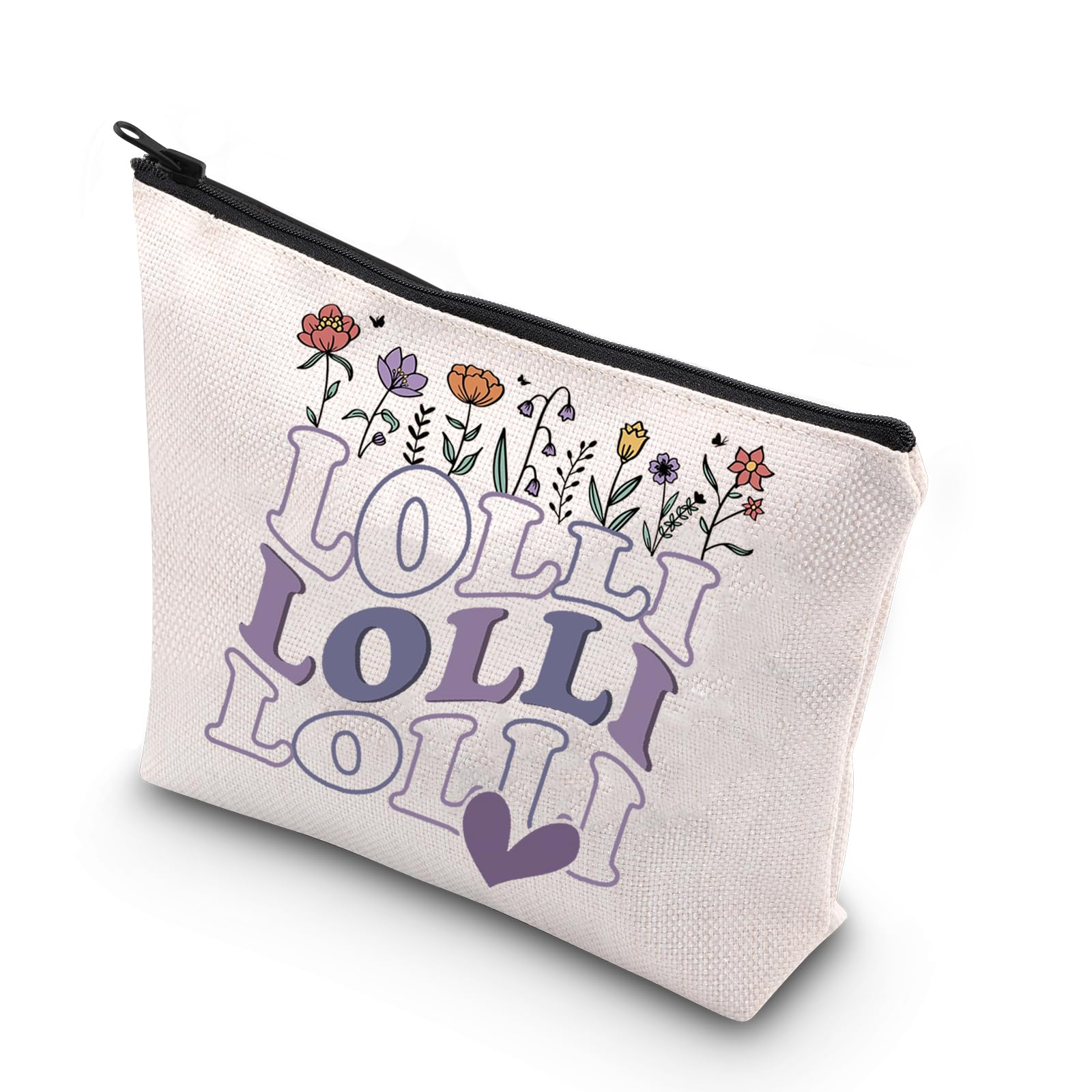 WCGXKOLolli Gift Grandma Lolli Gift Mother Day Gift Lolli Travel Bag Zipper Pouch Lolli To Be Gift For Women (LOLLI Flower)