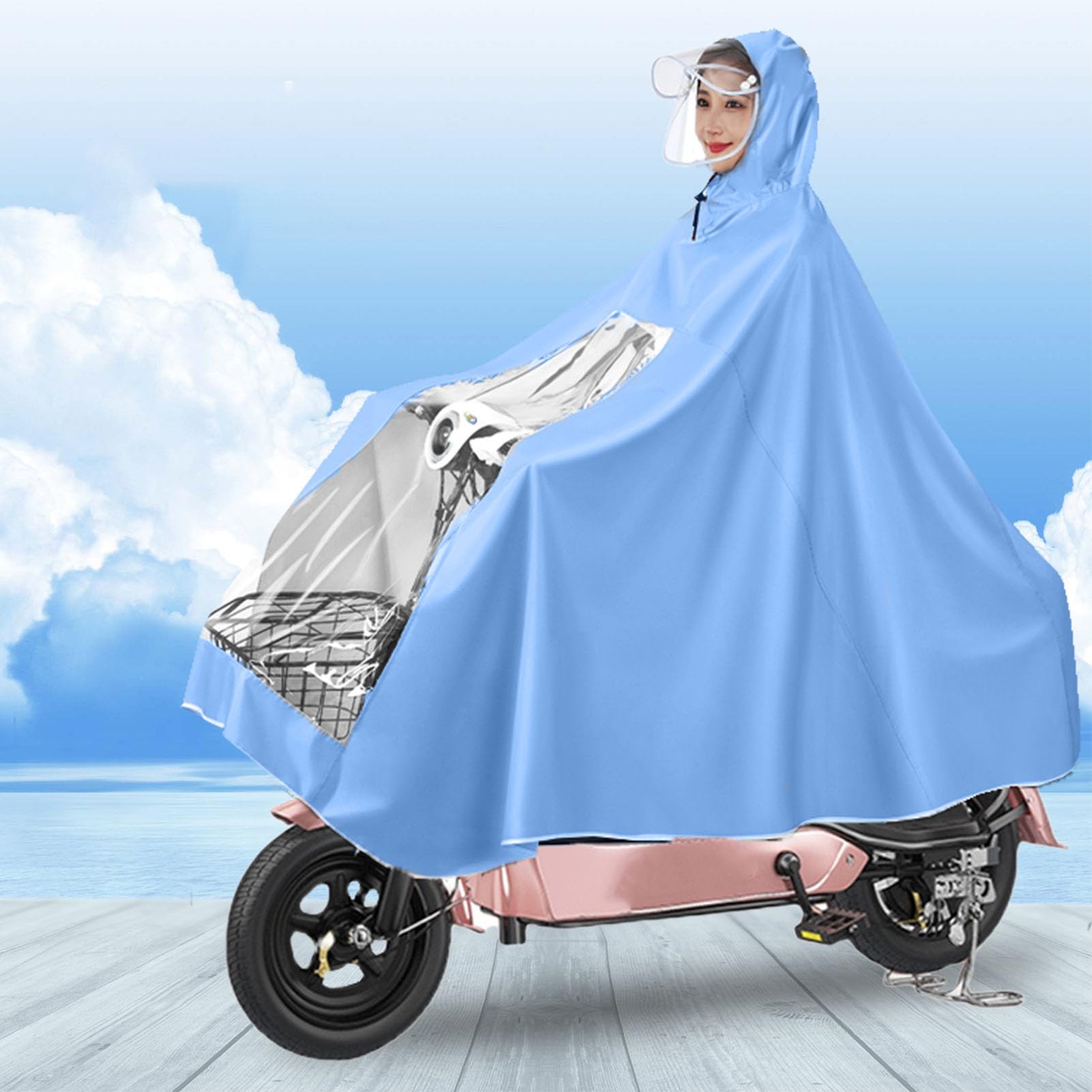 Poncho Antipioggia Con Cappuccio Mantella Pioggia Leggera Con Tesa, Cappotto Moto Impermeabile per Bicicletta Ciclismo Scooter Mantelle Adulti Bici Equitazione Escursionismo