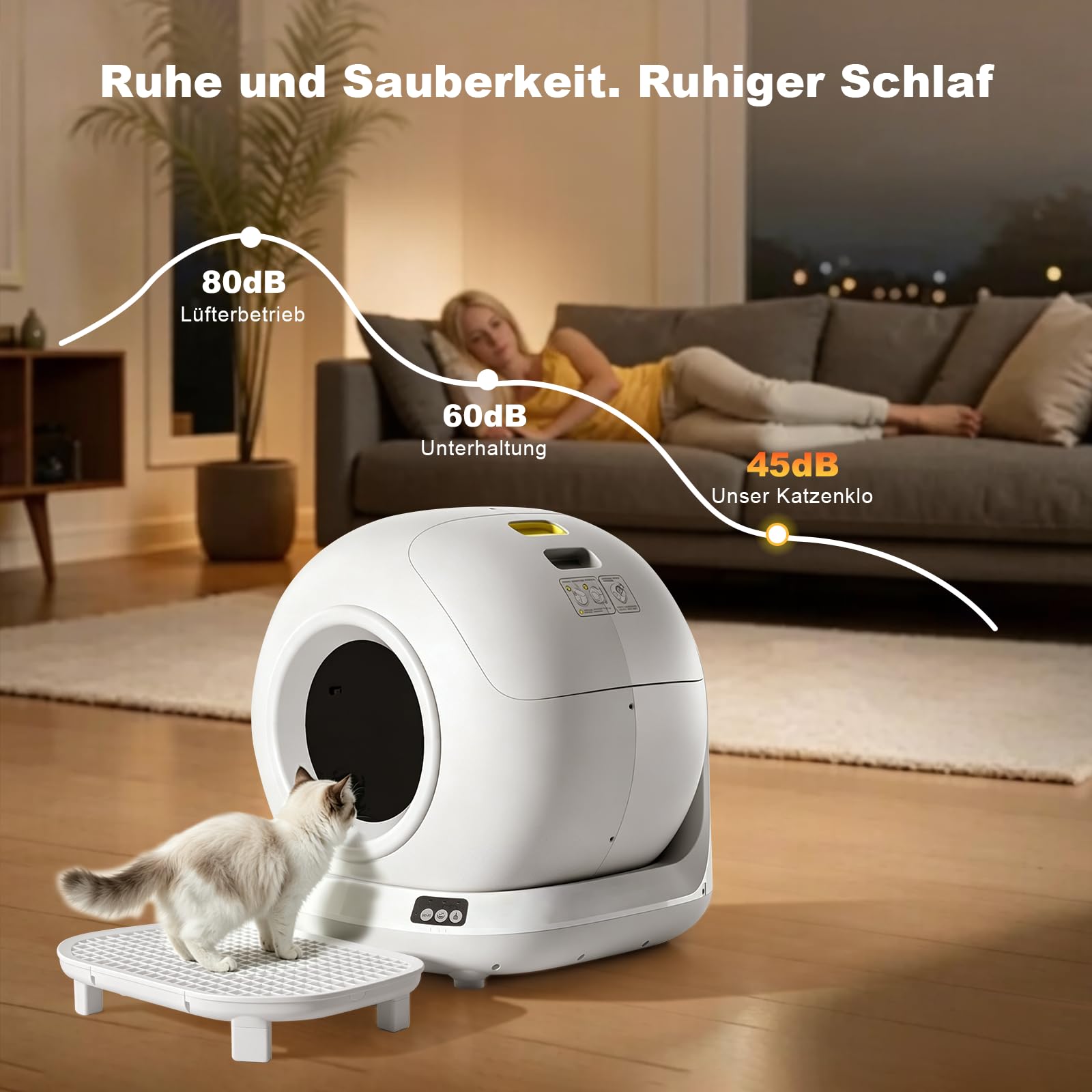 Arenero Gatos Autolimpiable, Capacidad Grande 78L Arenero Gato con Pedal, XXXL Arenero Automatico para Varios Gatos, Control App/Anti-Fugas/Sensor Seguridad/Eliminación Olores/Limpieza Rápida | Bandeja de arena eléctrica grande de 78 L, control de olores,