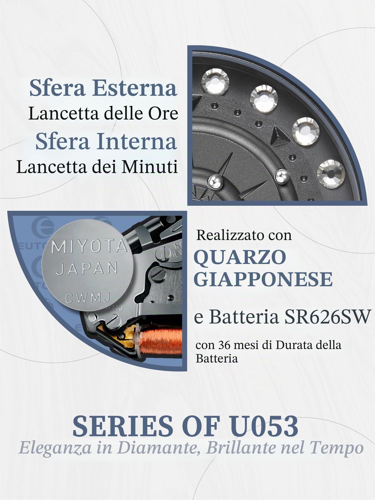 EUTOUR Orologio Magnetico da Donna Cuscinetto a Sfera 3ATM Impermeabile Diamanti Fiore Moda Semplice Quarzo Orologi da Polso da Donna 40mm Cinturino in vera pelle