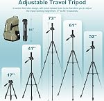 Camera Tripod, 68" Phone Tripod Stand for Camera Photo Video, Travel Floor Tripods Compatible with iPhone Canon Nikon DSLR, Cell Phone Tripods with Remote/Travel Bag/Phone Holder