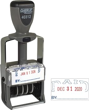 Xstamper Heavy-Duty Paid Self-Inking Dater XST40312,Red/Blue