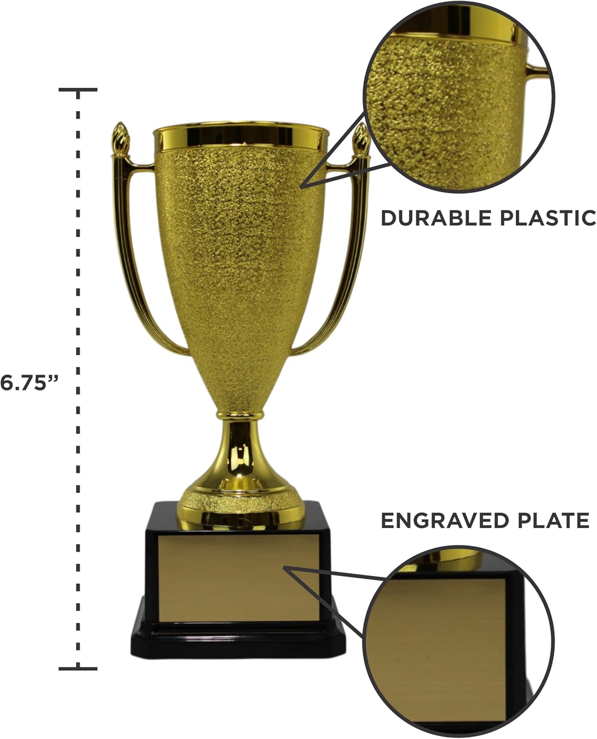 Victory Gold Cup Trophy with Custom Engraving – Personalized Award for Sports, Achievement & Recognition – Deluxe Black Base – Trophy Outlet
